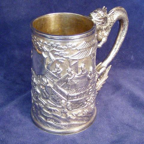 Dragon handled double skinned mug w/gilt interior