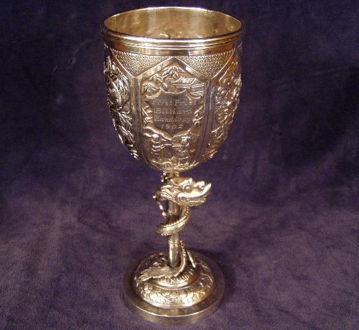 Billiard Trophy cup w/ dragon entwined stem